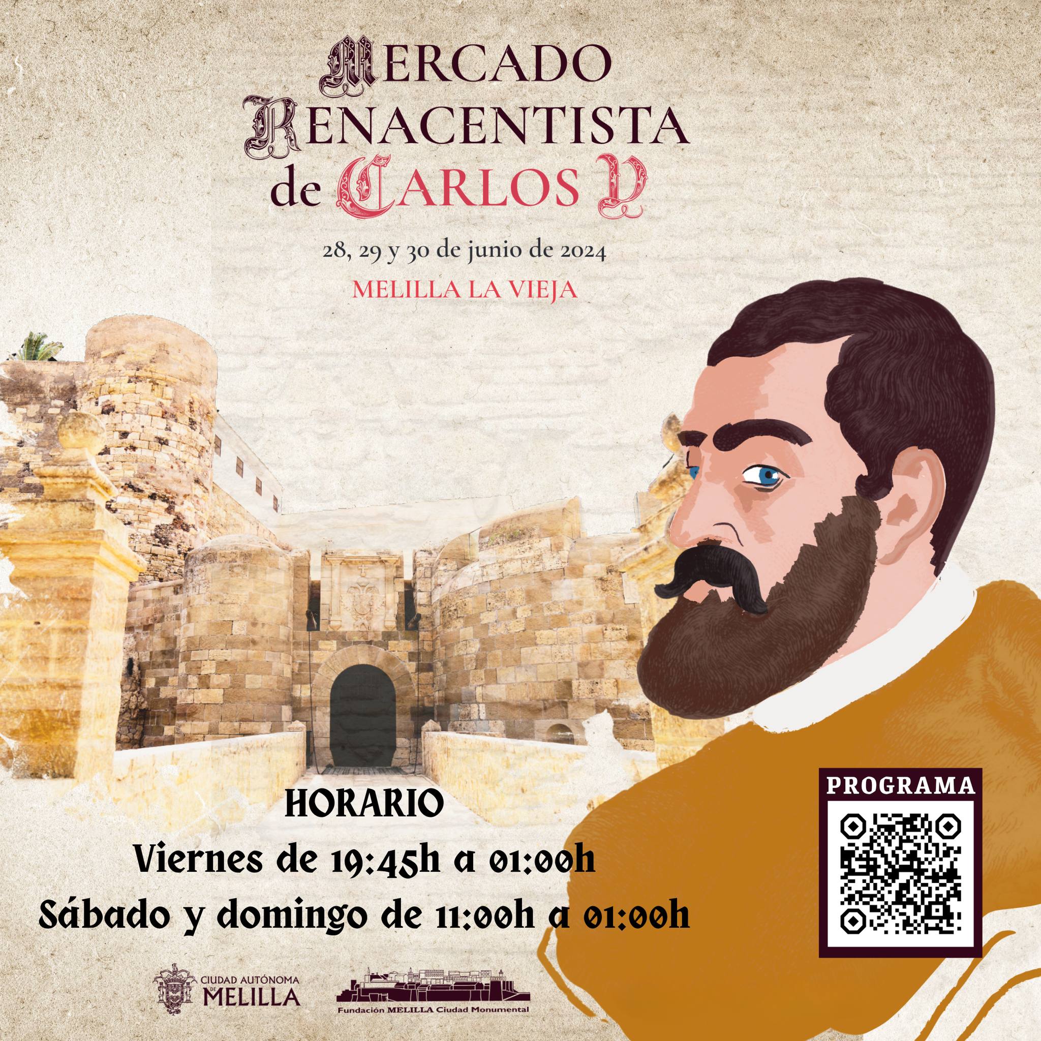 Cartel Mercado Renacentista de Carlos V - Melilla 2024