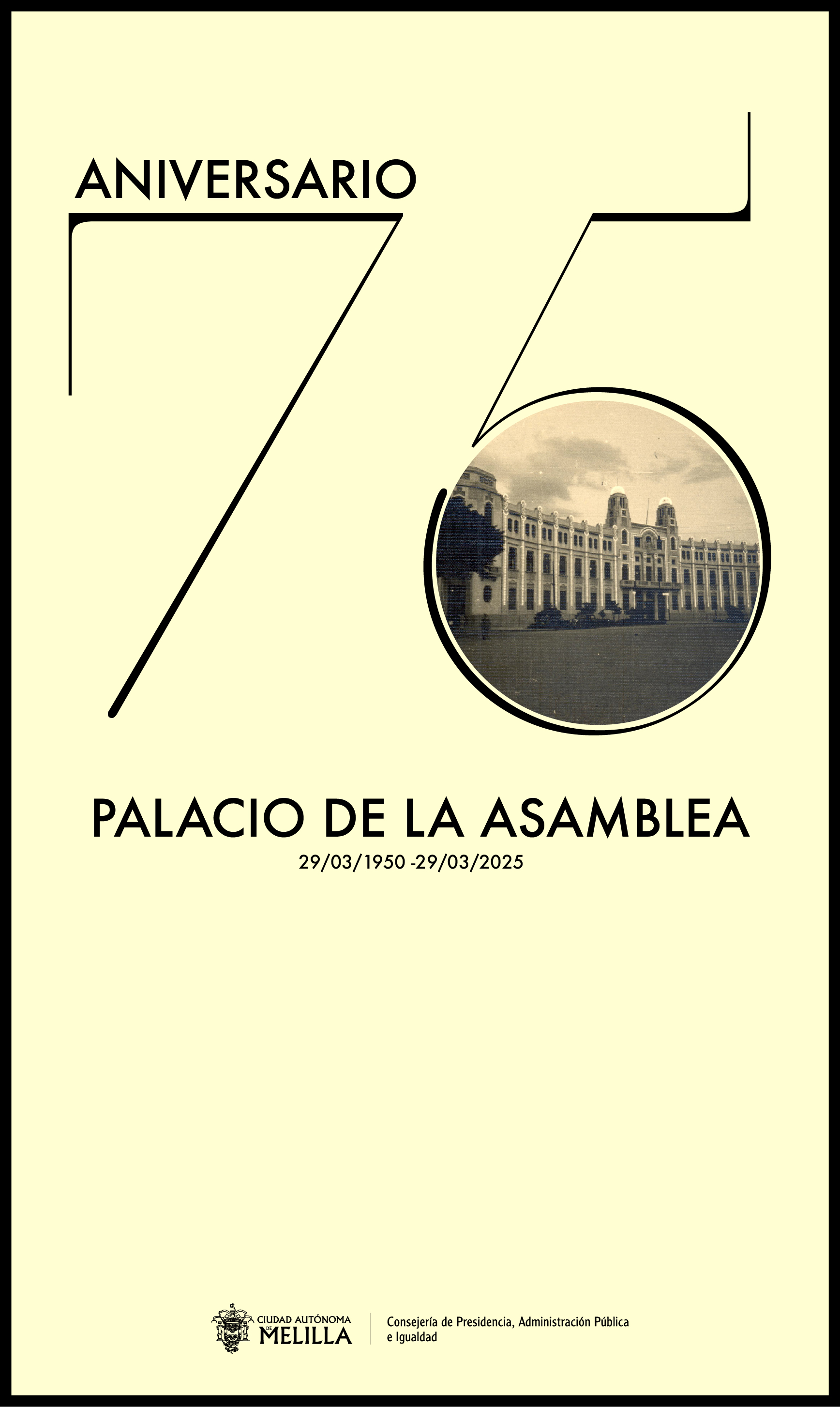 Cartel 75 Aniversario del Palacio de la Asamblea de Melilla