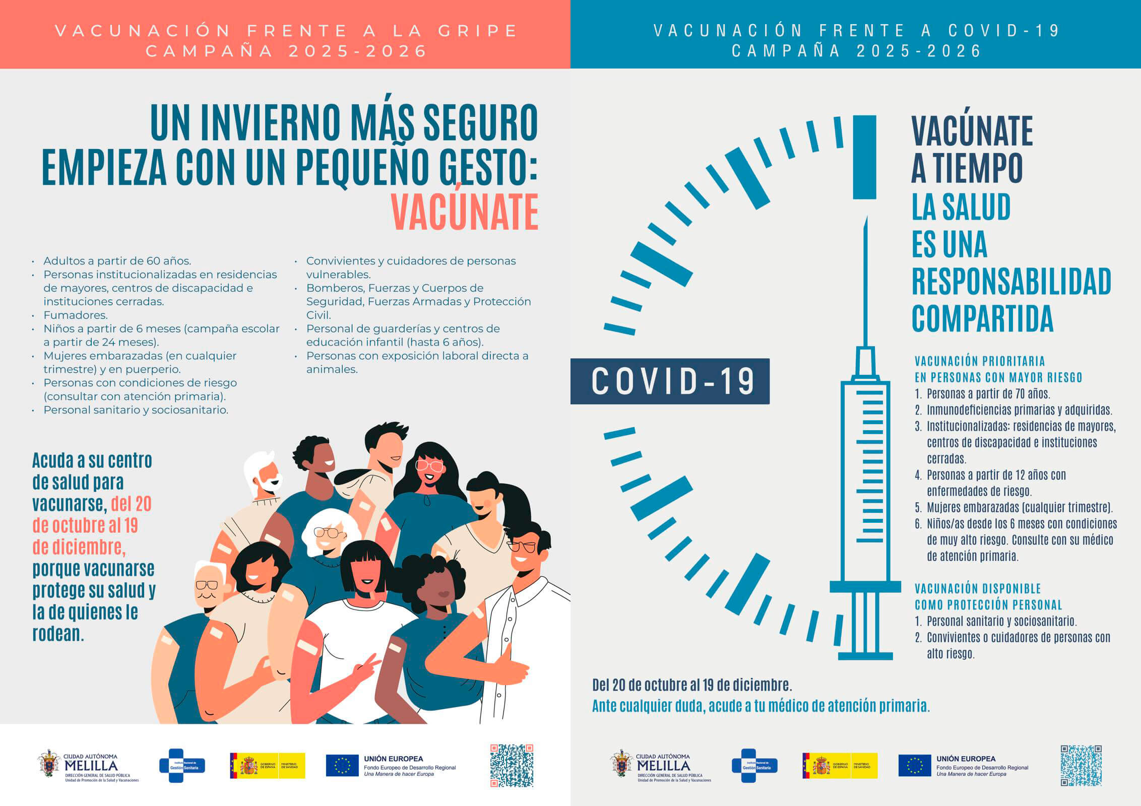 Cartel Campaa de vacunacin contra la Gripe y la Covid-19 2025-2026